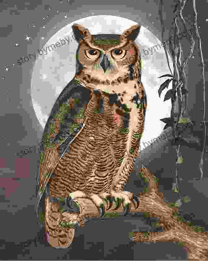 A Majestic Owl Perched On A Branch Under A Full Moon, Its Eyes Glowing With Wisdom And Mystery The Song Of The Owl