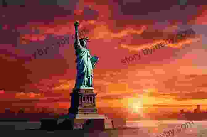 A Majestic Photograph Of The Statue Of Liberty, Bathed In Golden Sunlight, Standing Tall Against The Backdrop Of The New York Skyline. Emma S Poem: The Voice Of The Statue Of Liberty