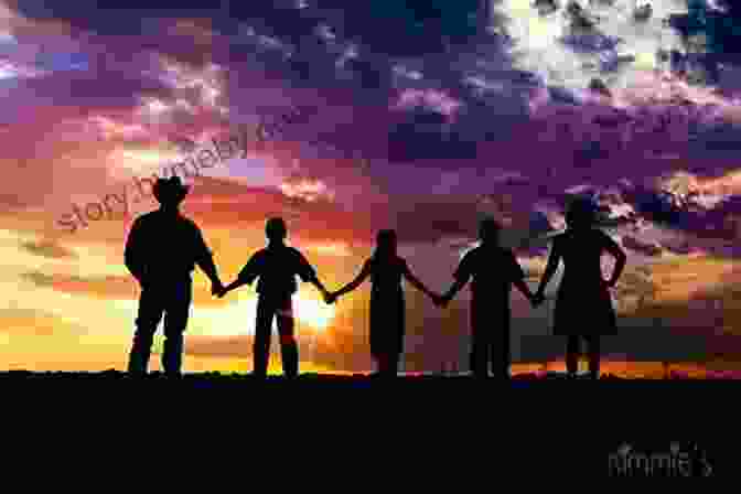 A Texas Family Ranch Under A Golden Sunset, With Silhouettes Of Family Members In The Foreground A Rock Between Two Rivers: The Fracturing Of A Texas Family Ranch