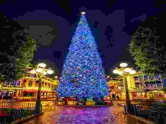 The Christmas Tree In The Town Square, Lit With Thousands Of Lights Twenty Big Trucks In The Middle Of Christmas