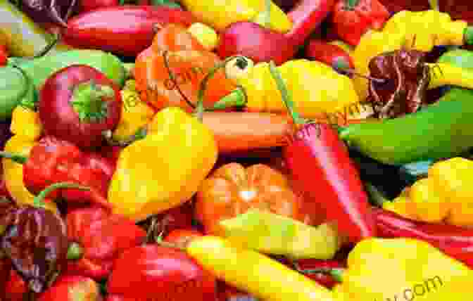 Vibrant And Fiery Hot Peppers Of Various Colors And Shapes, Grown In A Lush Garden How To Grow Hot Peppers